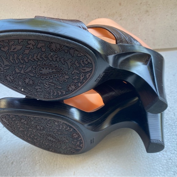 Sofft Women’s Brown Leather Heels Platform Slide Sandals. Size 9.5M - Picture 14 of 14